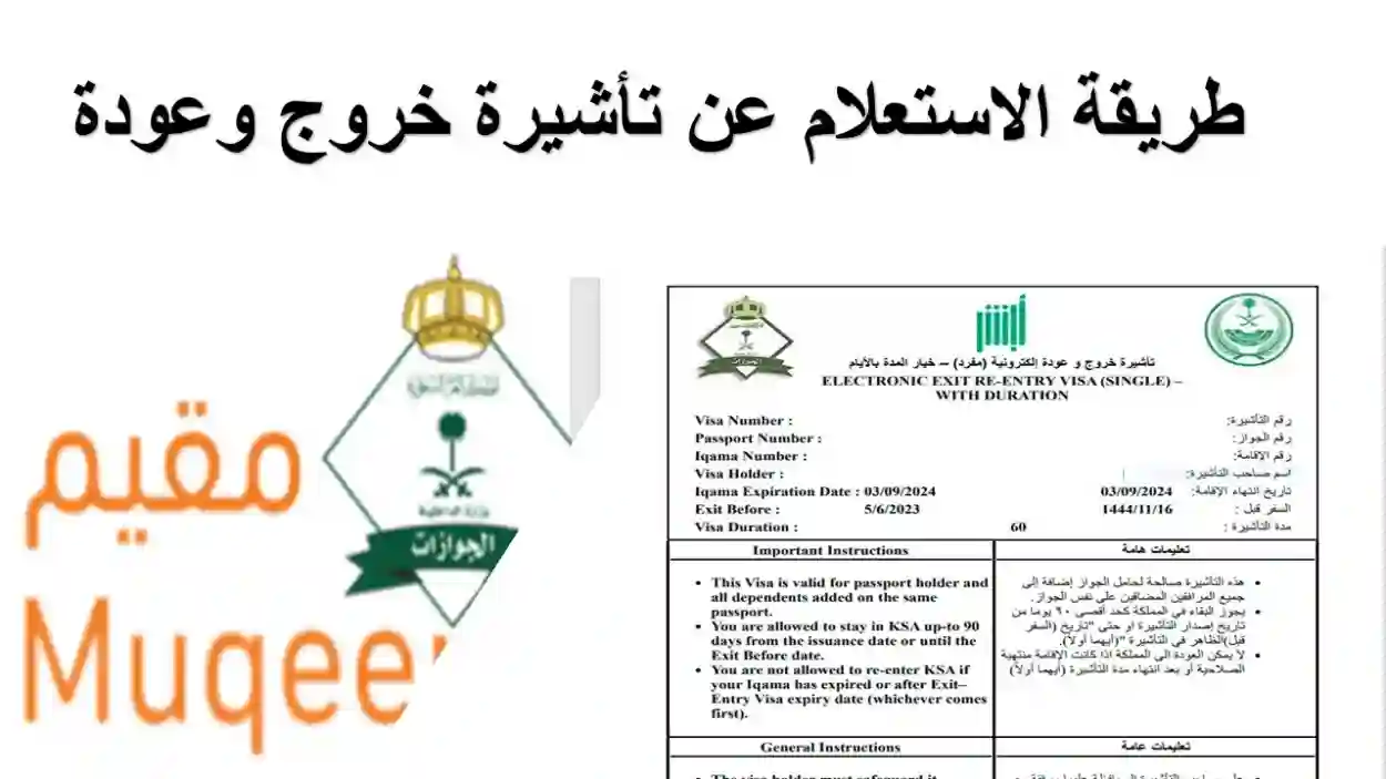 خطوات الاستعلام عن تأشيرة خروج وعودة